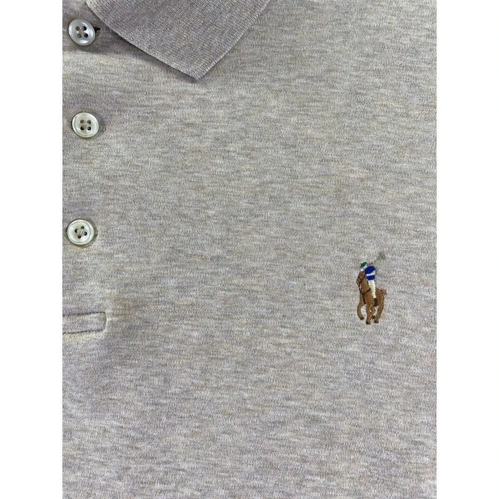 Polo Ralph Lauren Polo Shirt Mens 2XL XXL Beige Long Sleeve Cotton Flesh Pony